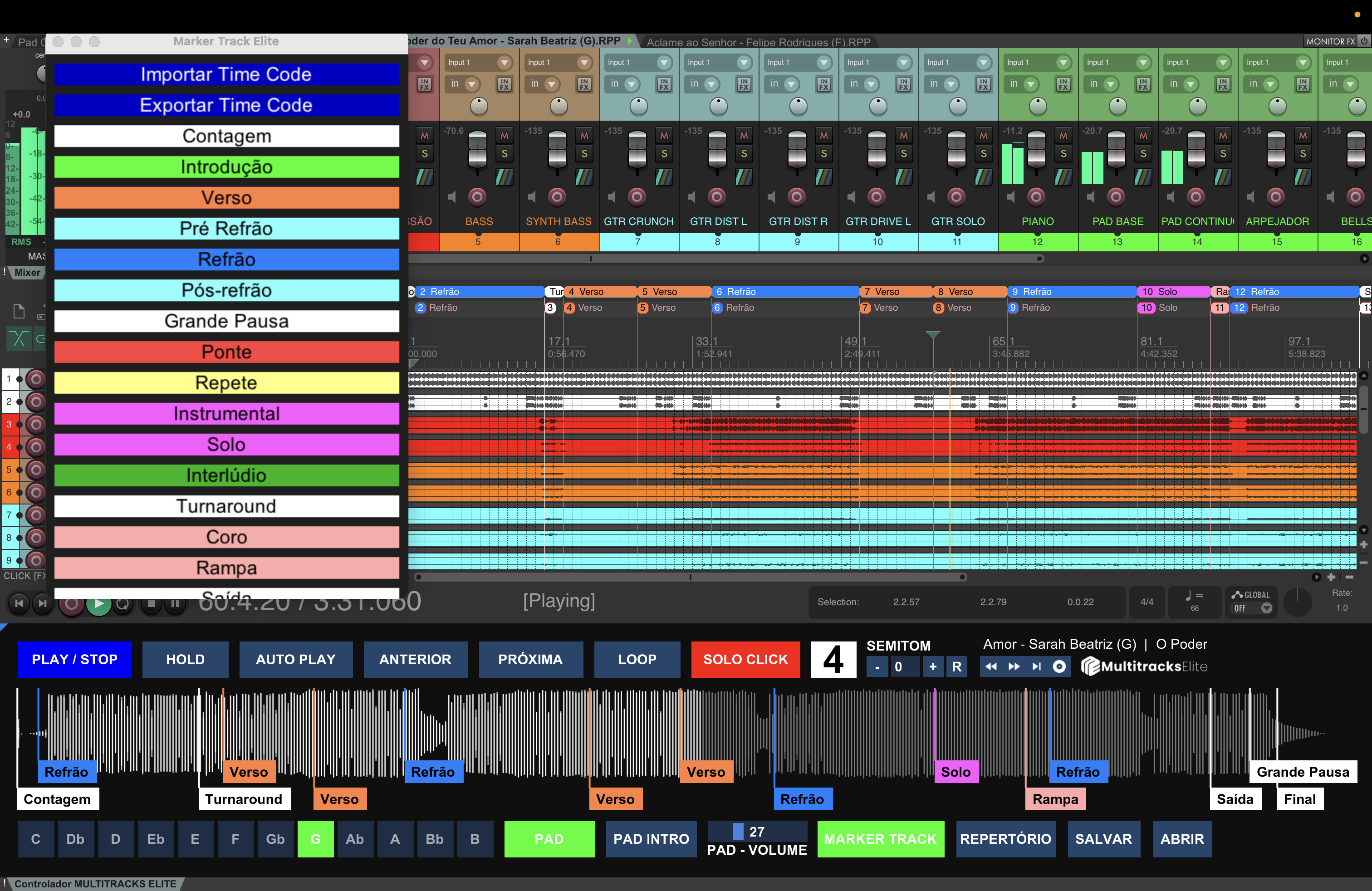 Modo dock da controladora no Reaper